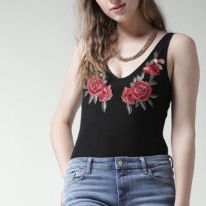 Forever21 rose embroidered bodysuit